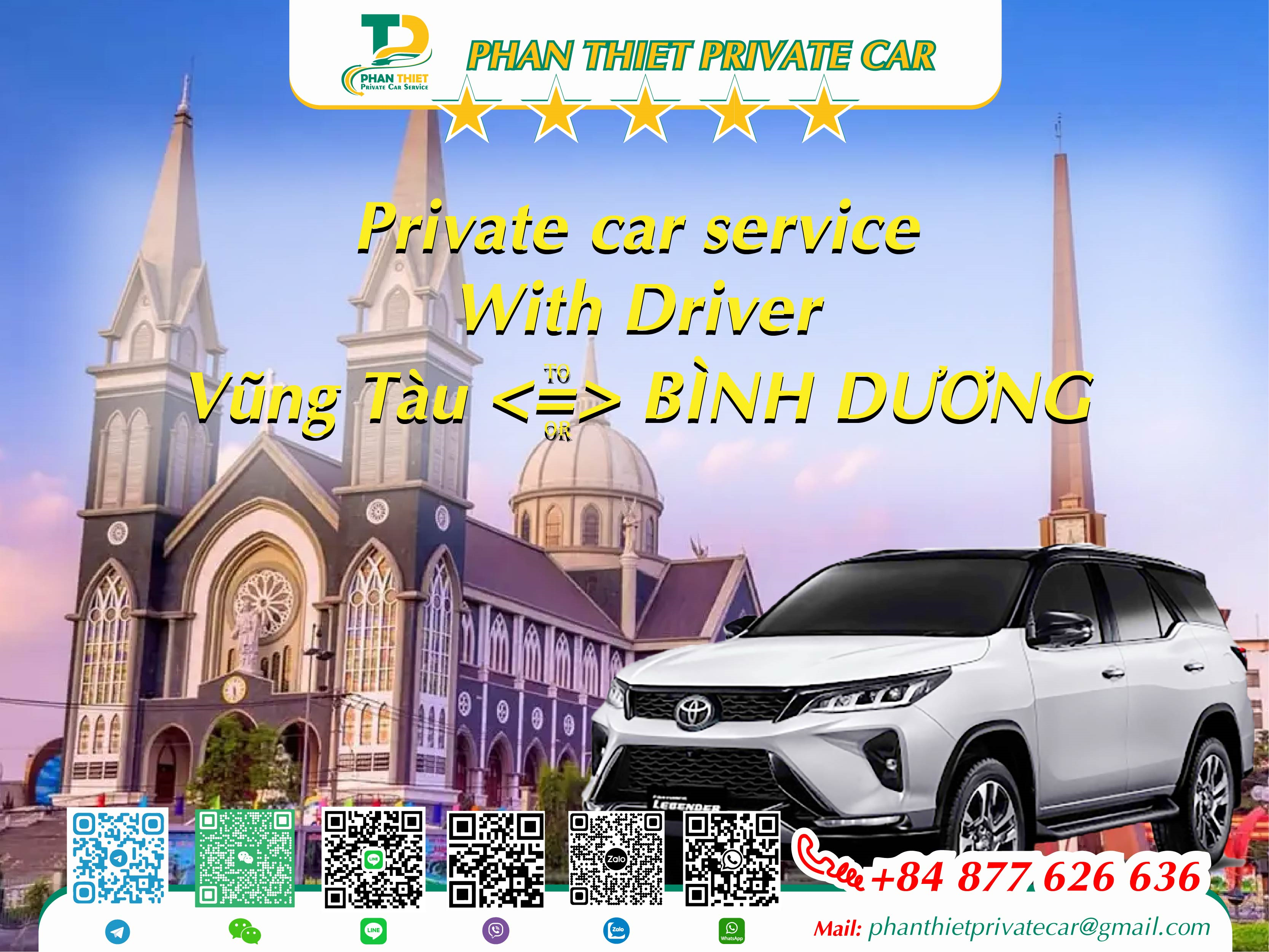 Car rental Vung Tau <=> Binh Duong (private car with driver)